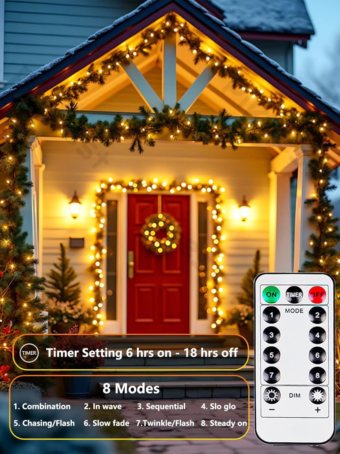 Skiennix 100 LED Fairy Lights - Waterproof 33FT Twinkle String Lights with Remote & Timer | Warm White