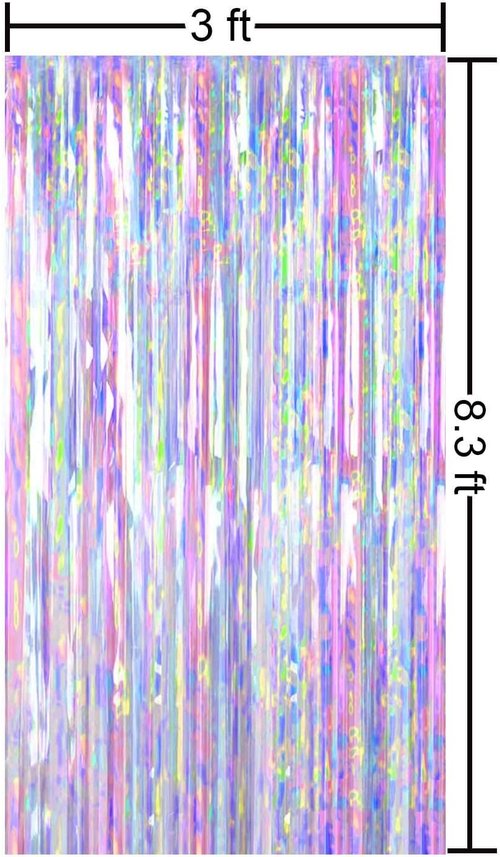 FECEDY Metallic Tinsel Foil Fringe Curtains - 2pcs 3ft x 8.3ft for Parties & Celebrations