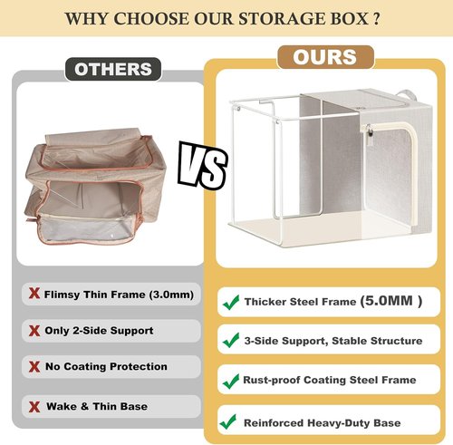 Combocube Clothes Storage Bins - Stackable & Foldable with Zippered Openings | Linen Fabric, 3 Pack