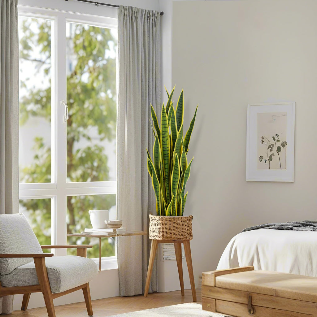 35" TDIAOL Artificial Snake Plant – 3ft Faux Sansevieria Plants in Pot with 32 Leaves, Fake Tree for Home, Office & Garden Décor