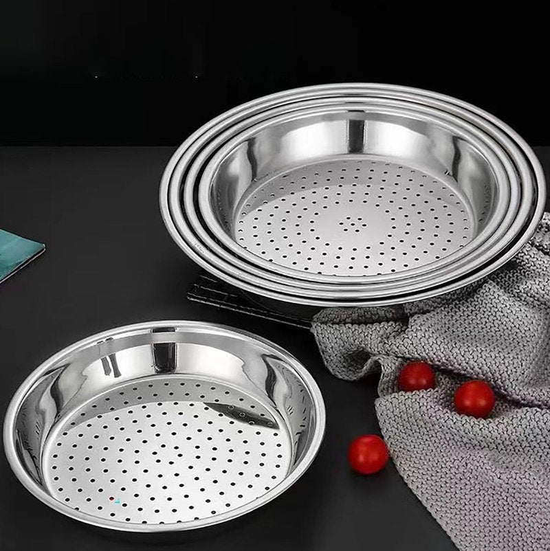 Steamer Plate, 2 Pcs 11.8 Inch Round Stainless Steel Steaming Net for Food Steaming (silver, M)