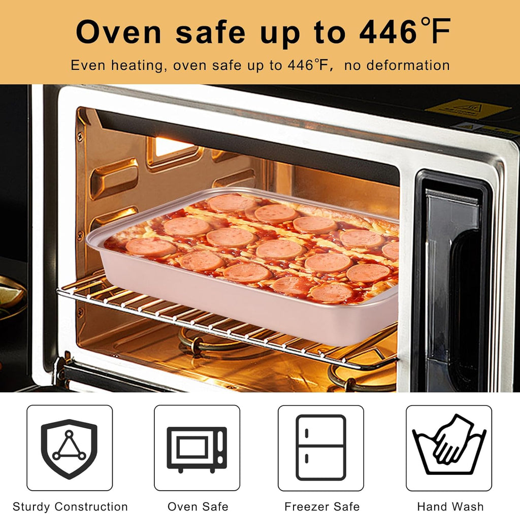 Regine Switzerland Nonstick 9x13 Baking Pan - Easy Clean Carbon Steel Bakeware for Cakes & Lasagna | Rose Gold