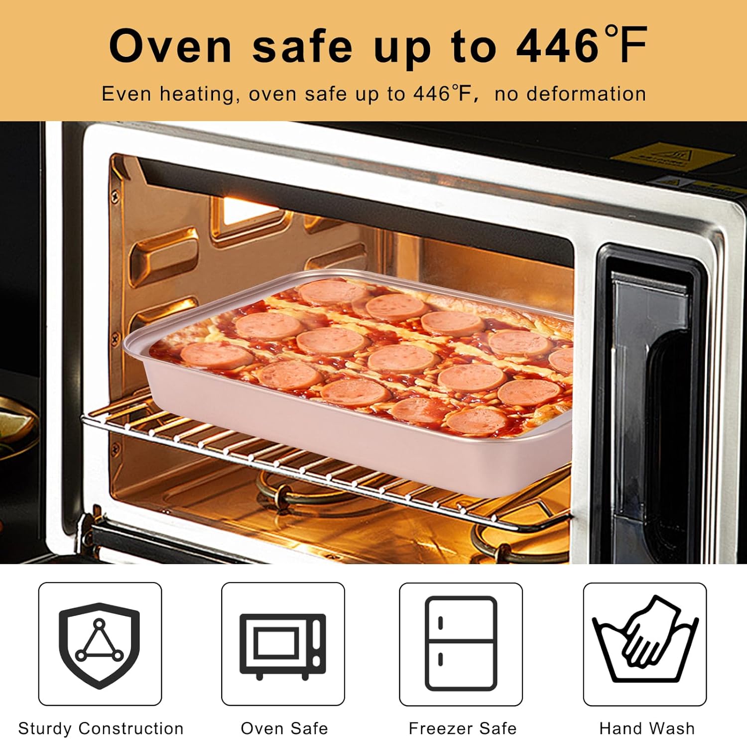 Regine Switzerland Nonstick 9x13 Baking Pan - Easy Clean Carbon Steel Bakeware for Cakes & Lasagna | Rose Gold