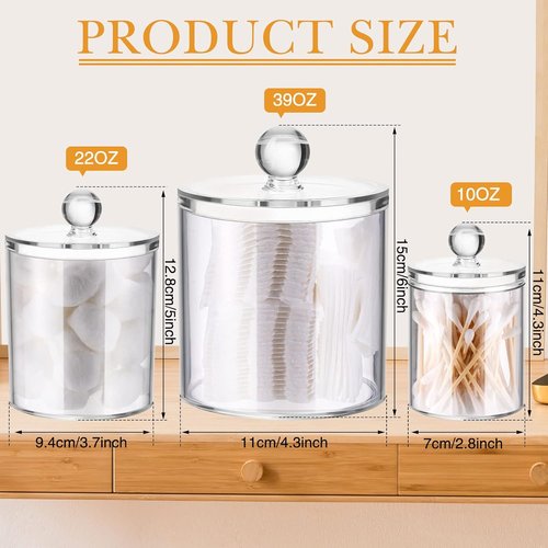 Meanplan Apothecary Jars - Clear Plastic Storage Containers with Lids | 9 Pack in 3 Sizes (10/22/39 oz)