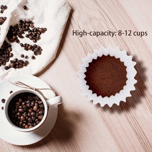 Coffee Filters | 100 Count White Disposable Basket Filters for 8-12 Cup Coffee Makers - 7.875 x 3.25 Inch