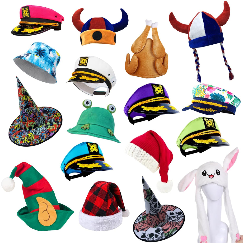 POPCIEL 12 Assorted Funny Hats Crazy Party Hat for Adult Teen, Photo Booth Props Dress Up Costume Accessories