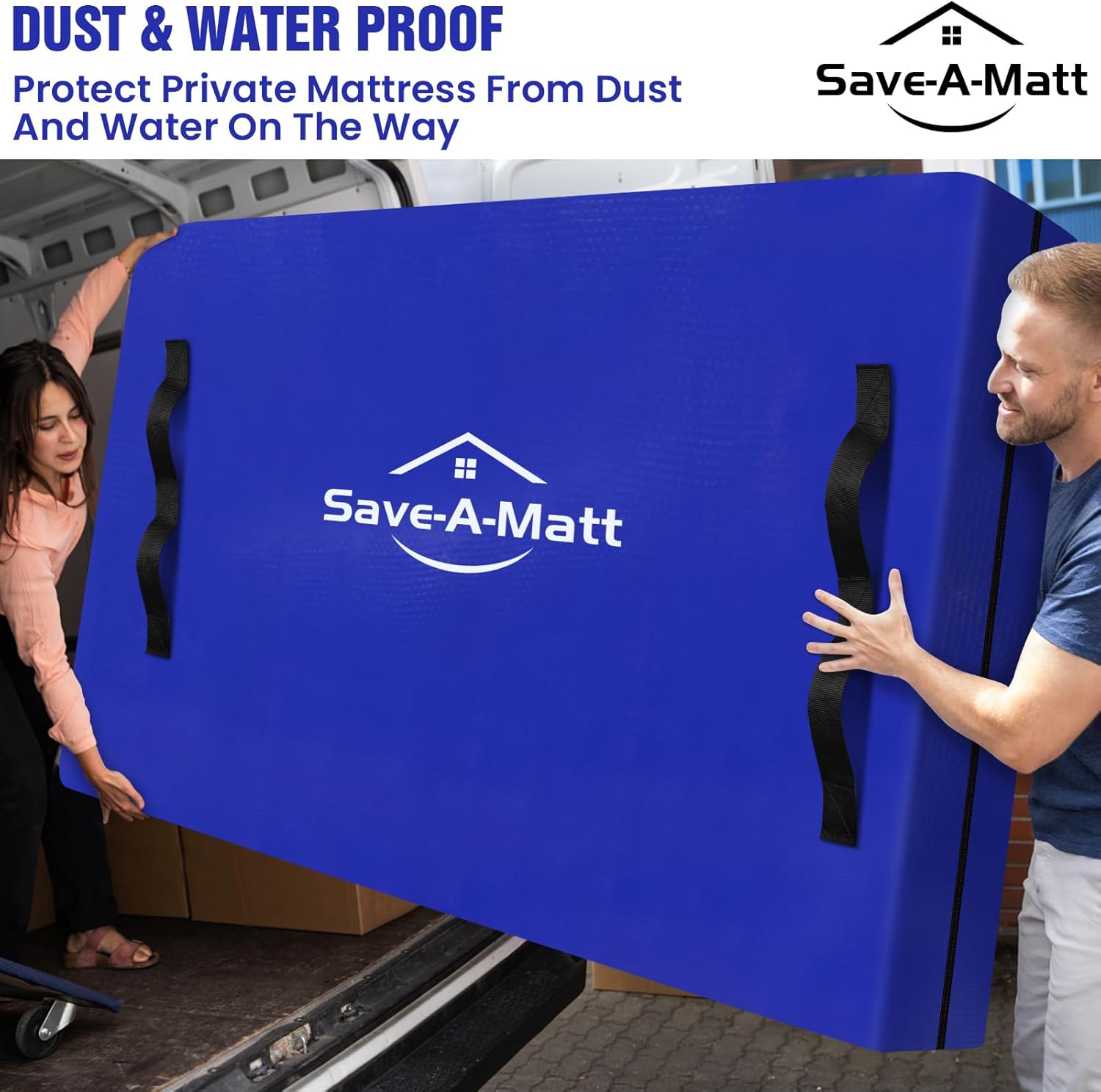 SaveAMatt Mattress Bags - Extra Thick Queen Mattress Cover for Moving | Reusable Waterproof Protector (82’’x63’’x15’’)