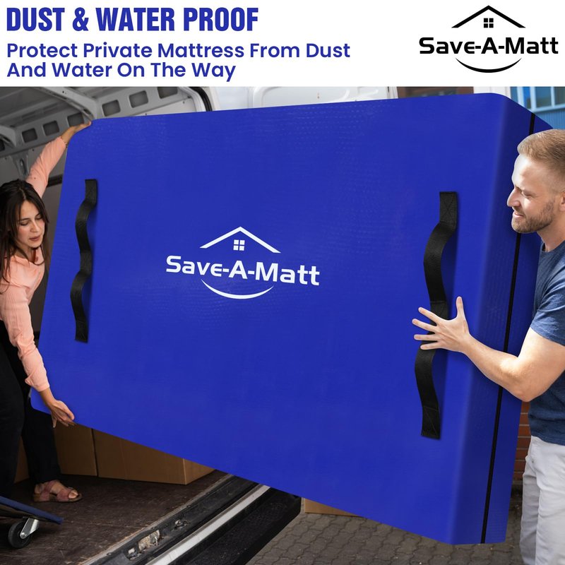 SaveAMatt Mattress Bags for Moving 2 Pack - Extra Thick & Durable Queen Mattress Cover for Moving - Reusable Waterproof Tarp Mattress Protector (82’’x79’’x15’’ King Size)