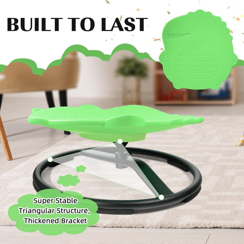 FOKOL 2025 New Upgraded Kids Sensory Swivel Chair, Autism Spinning Chair for Body Coordination Training, Autism Sensory Chairs for Autistic and ADHD Kids, Spin Seat, Non-Slip Metal Base (Green)