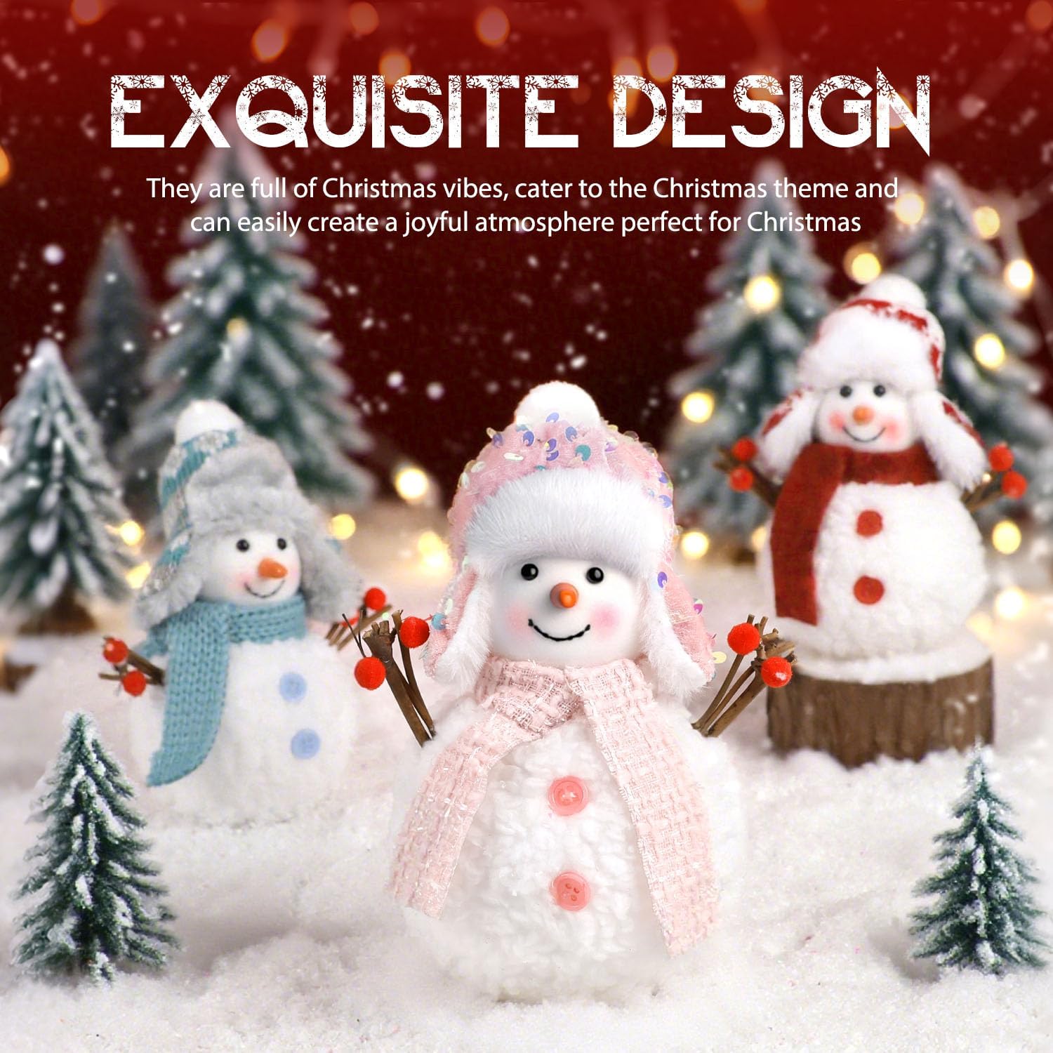 Skiennix Christmas Snowmen Plush Decorations - Set of 3 Collectible Figurines for Festive Home Decor