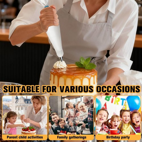 14PCS Reusable Piping Bags Set by [Brand Name] - 16-Inch Pastry Bags, 7 Tips & Cleaning Brush for Cake Decorating