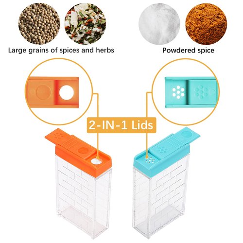 URALFA 24 Travel Spice Containers with 2-in-1 Lids, Seasoning Containers with Labels Spice Jars with Shaker Lids, Travel Spice Kit Empty Plastic Salt Pepper Shaker, Seasoning Shaker for Camping BBQ