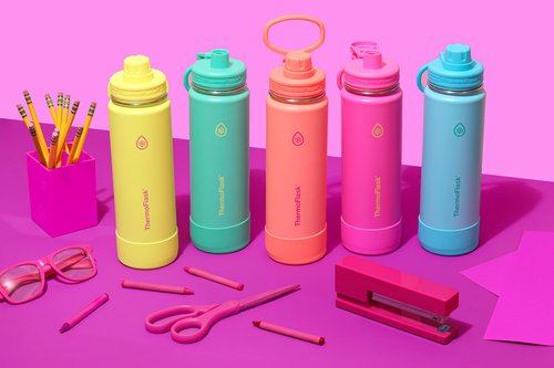 ThermoFlask 24 oz Double Wall Vacuum Insulated Stainless Steel Water Bottle with Spout Lid, Shocking Pink