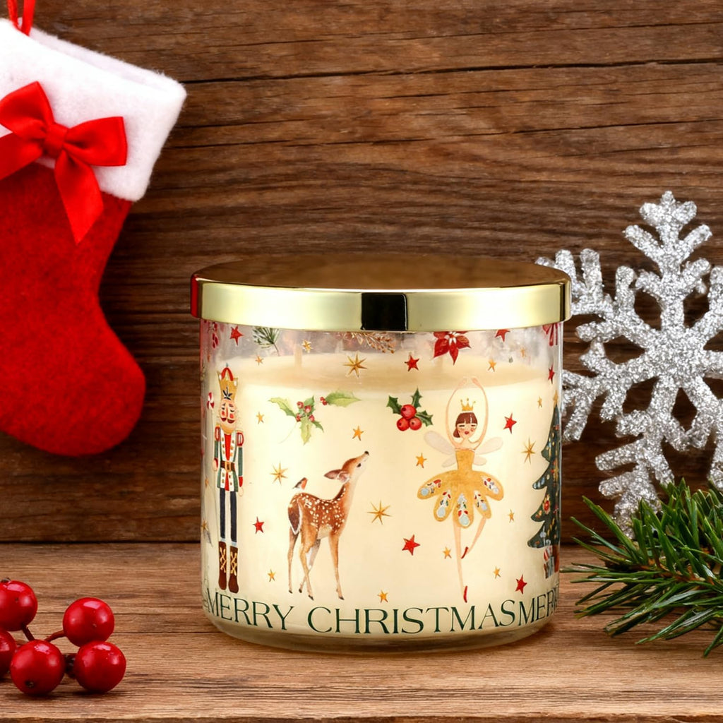 Regine Switzerland Pine Scented Christmas Candle - Nutcracker Ballet Girl Design | 14oz Winter Gift
