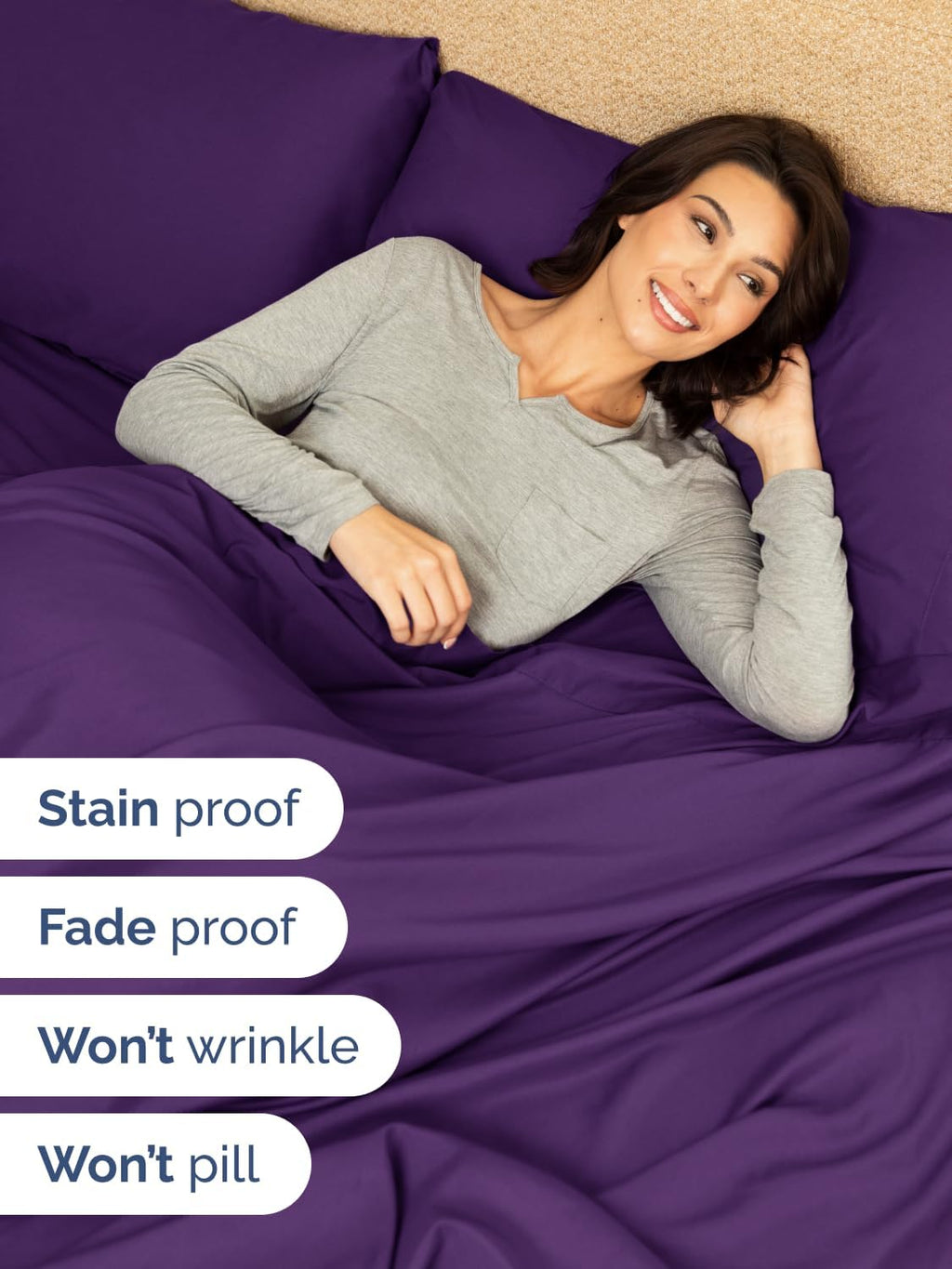 Skiennix Extra Deep Twin Sheet Set | 4-Piece Breathable Cooling Bedding - Soft, Wrinkle-Free Purple