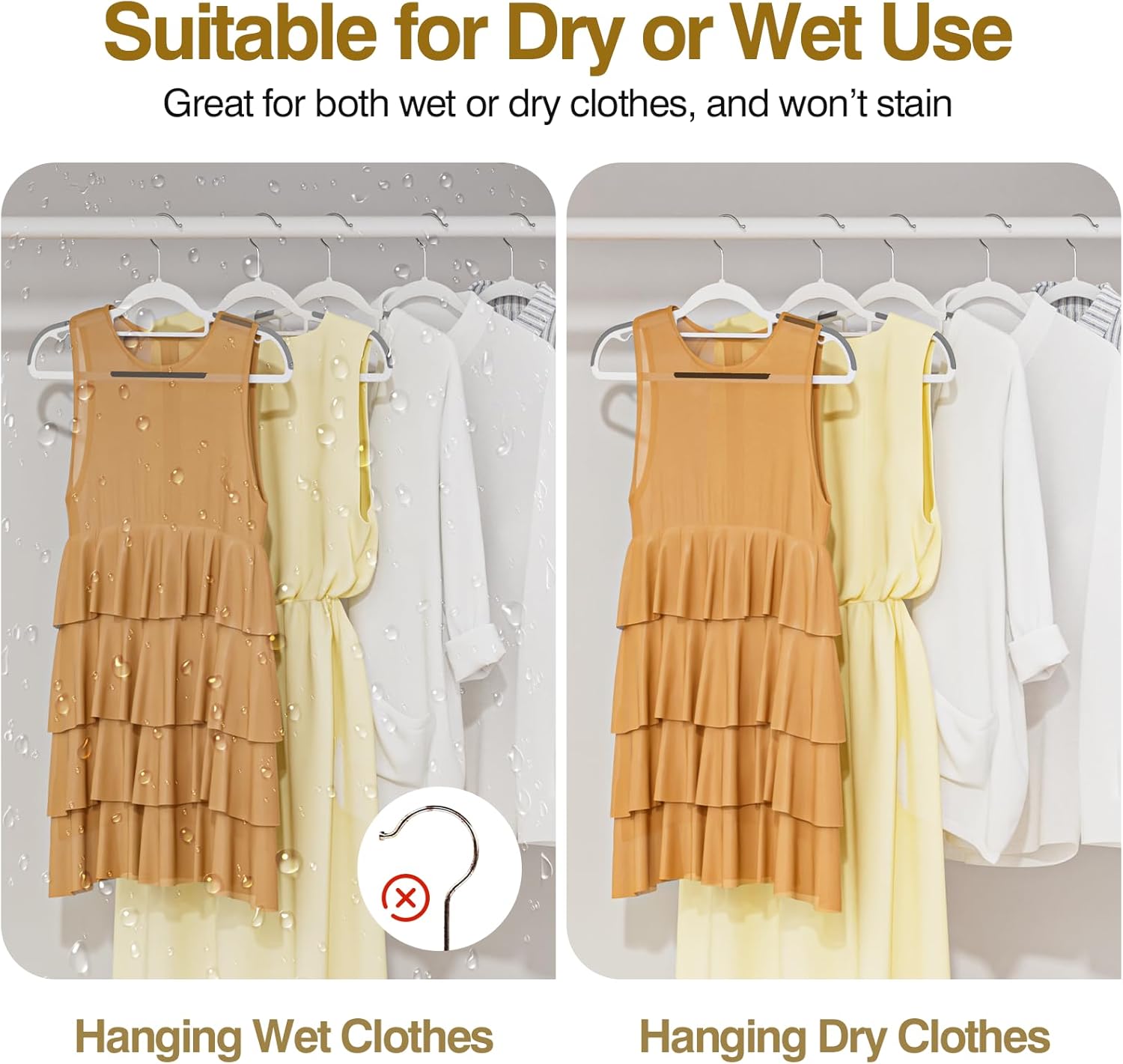 Plastic Hangers 50 Pack - Heavy Duty 16.5 in Non-Slip Clothes Hangers with 360° Swivel Hook | White & Dark Gray