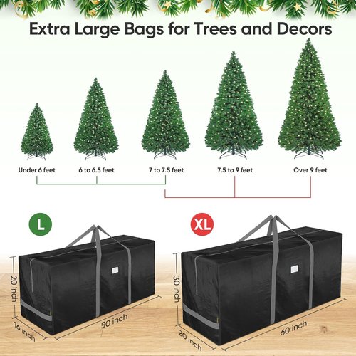 BALEINE Christmas Tree Storage Bag - Extra Large 7.5 ft Heavy Duty with Reinforced Handles & Dual Zippers | Black