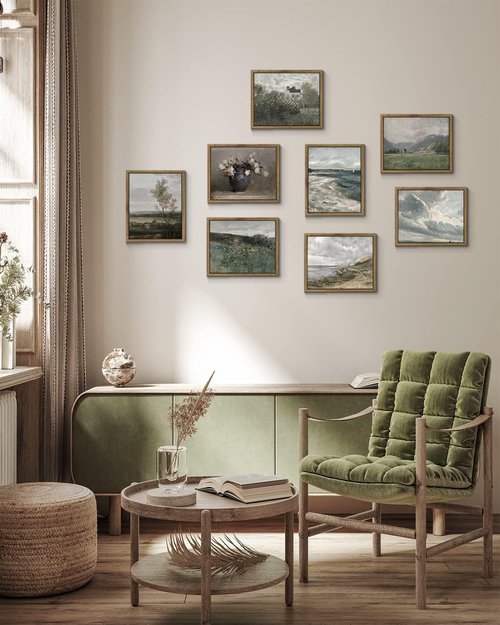 InSimSea Framed Canvas Wall Art - Vintage Clouds & Sunset Paintings for Home, Office | 8x10