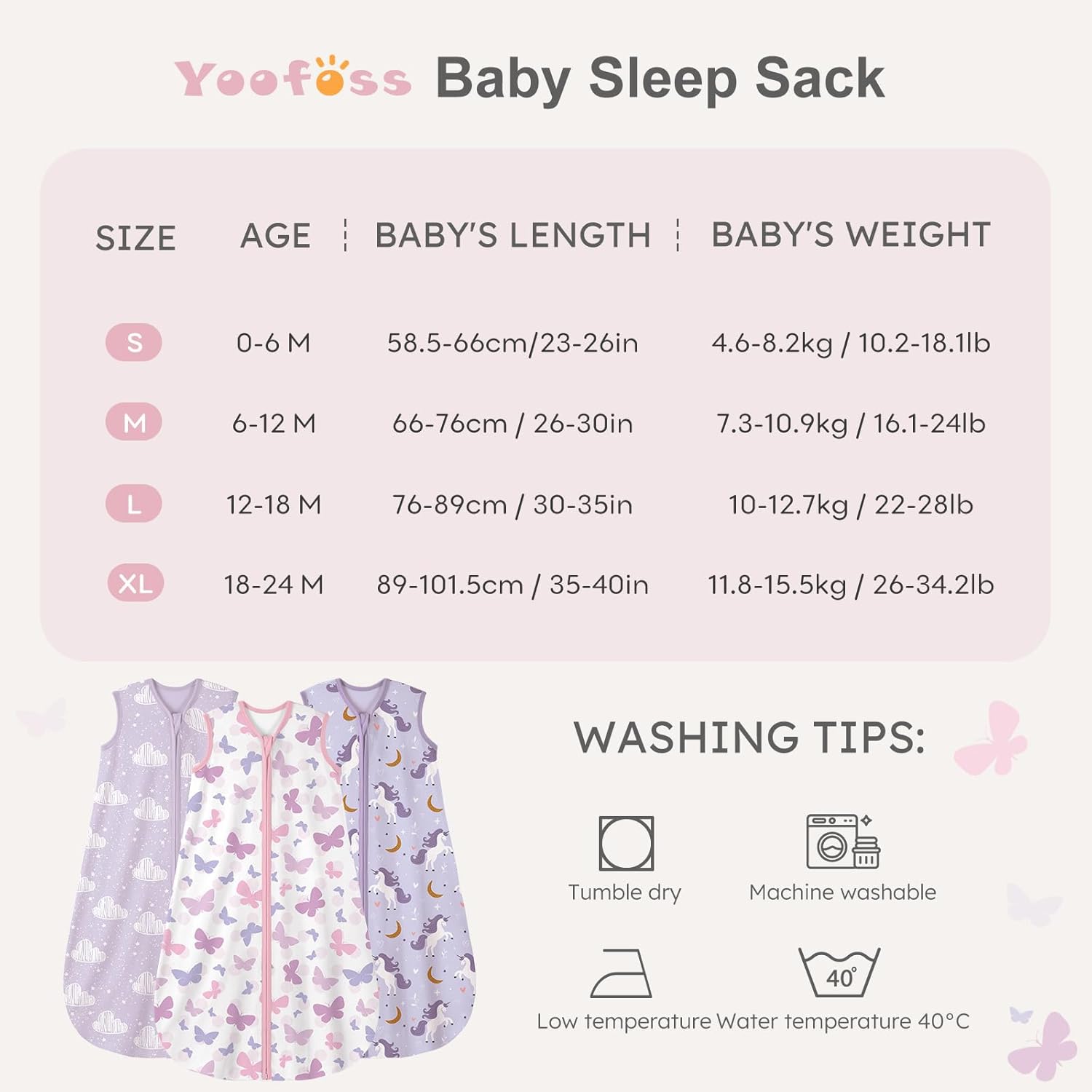 Yoofoss Baby Sleep Sack | 100% Organic Cotton Wearable Blanket for 0-6 Months | 2-Way Zipper, 3 Pack