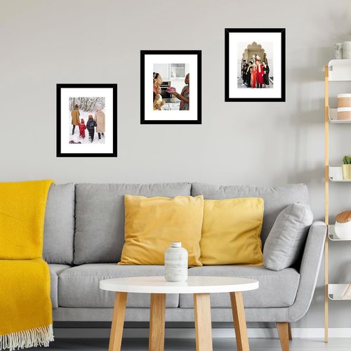 JCJMY Picture Frame Set of 2 - 8.5x11 Inch Frames with 6x8 Inch Mat for Photos & Certificates | Black
