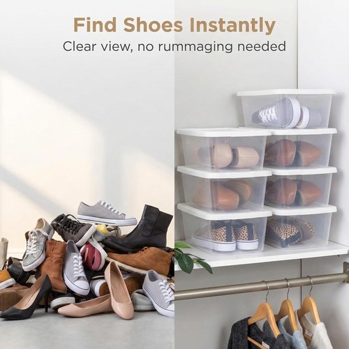Clear 6-Quart Plastic Storage Containers by [Brand Name] - 20-Pack Stackable Organizers for Home & Office