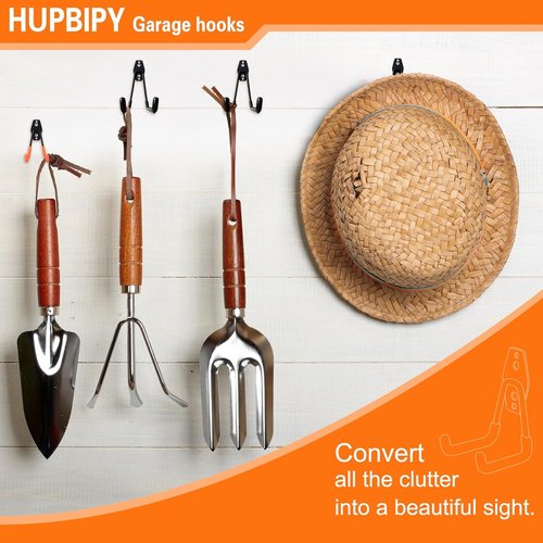 HUPBIPY Heavy Duty Garage Hooks - 26 Pack Utility Steel Wall Mount Storage Organizer for Tools, Ladders & Bikes