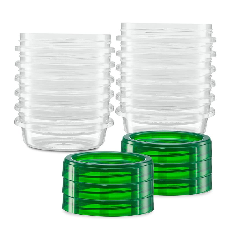 ELEGANT DISPOSABLES (8 Ounce 20 Pack) Twist cap Containers Clear Bottom With Green Top Screw on Lids Twist Top Food Storage Freezer Containers