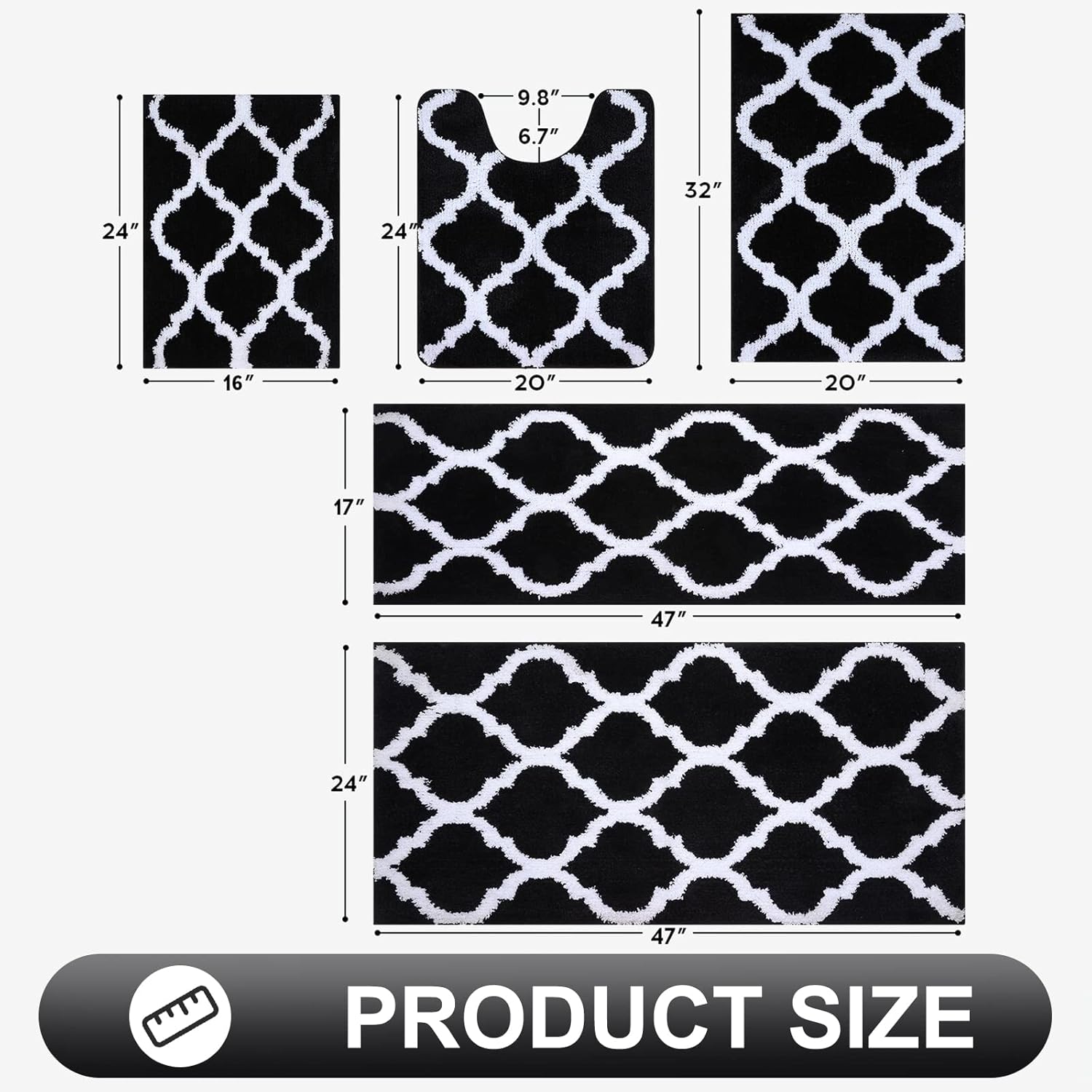 OLANLY Bathroom Rugs - Soft, Absorbent Microfiber Non-Slip Mats | 30x20 Inches, Black
