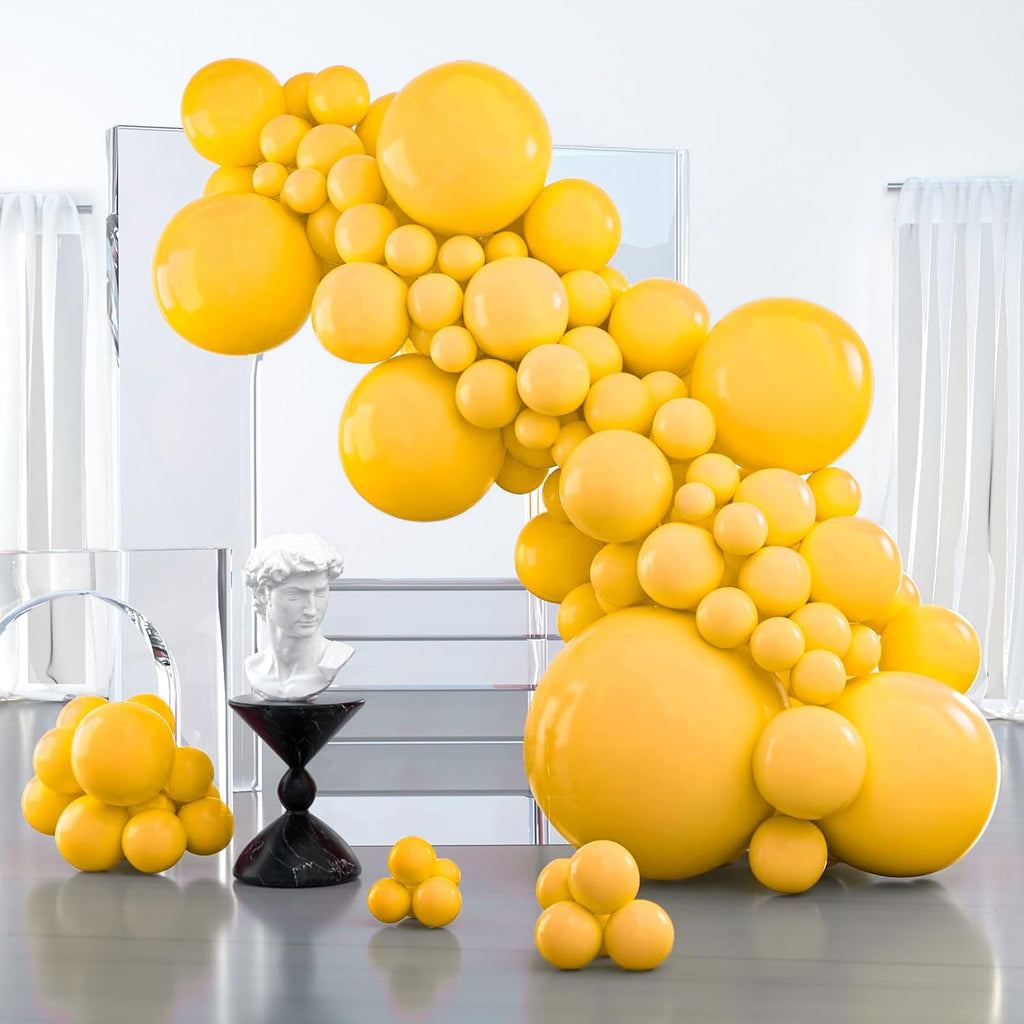 PartyWoo Mustard Yellow Balloon Kit - 127 Pieces in Various Sizes for Birthday & Baby Shower Decor