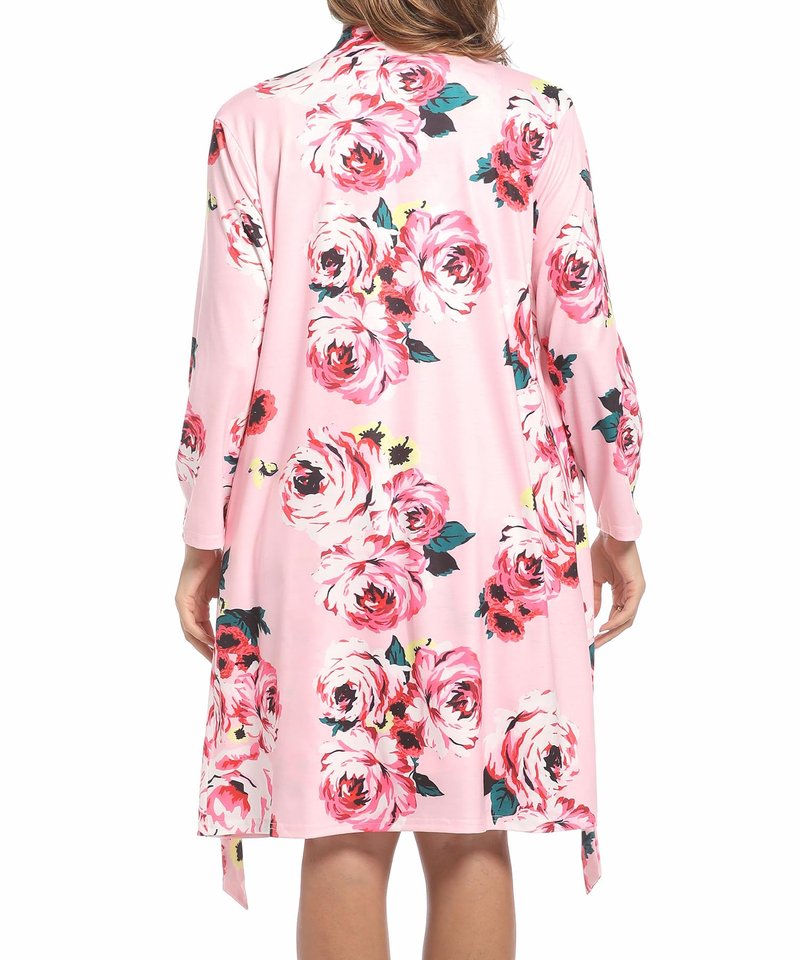 SUFEINI Plus Size Maternity Robe and Matching Baby Swaddle Blanket Set, Mommy Robe with Receiving Blanket Girls Boys Sleepwear (US, Alpha, XX-Large, Plus, Regular, PZA01 Pink)