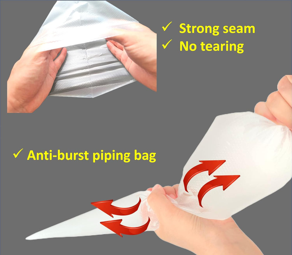 Skiennix 18-Inch Disposable Piping Bags - Thick Anti-Burst Pastry Bags for Cake & Cupcake Decorating | 100 Pack