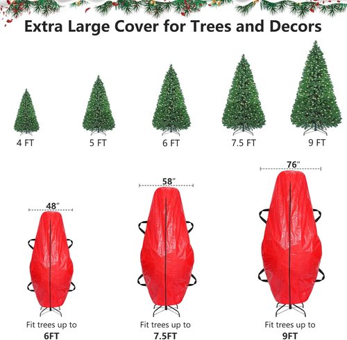 BALEINE Christmas Tree Storage Bag - 9 ft Tear-Resistant PE Material with 4 Reinforced Handles | Green