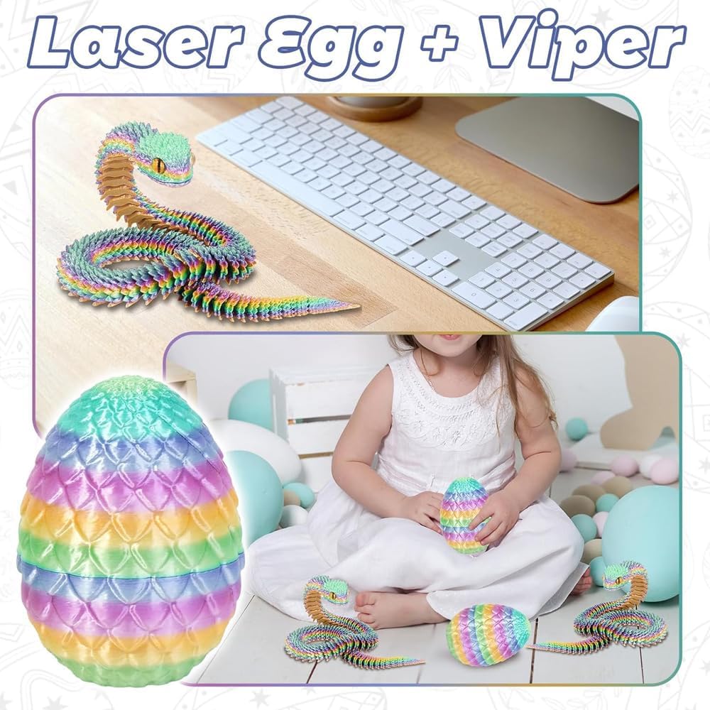 Skiennix 3D Printed Rainbow Snake Eggs - Unique Desk Decor for Home & Office