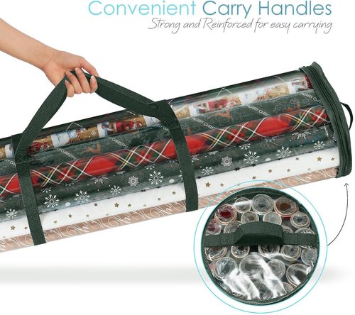 Hearth & Harbor Wrapping Paper Storage Container - Tear-Proof Organizer Holds 14 Rolls | Clear Design
