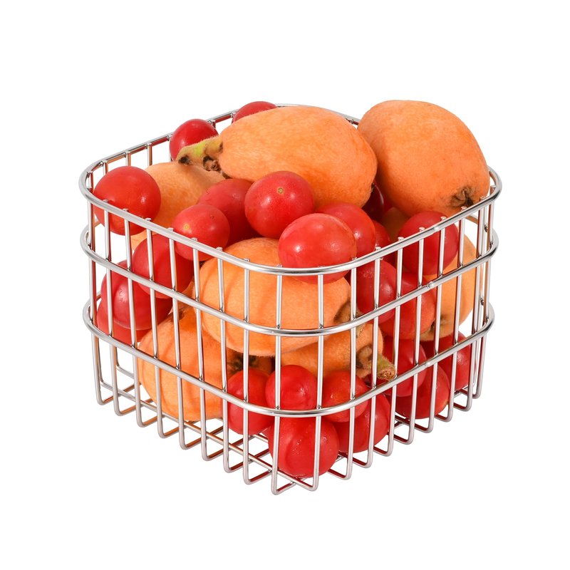 KPGRN 304 Stainless Steel Wire Mesh Fruit Basket Colander, 1.5L Countertop Storage Organizer for Fruits, Vegetables, Snacks.5.12 x 5.12 x 3.94 in (13cm,Rounded Square)