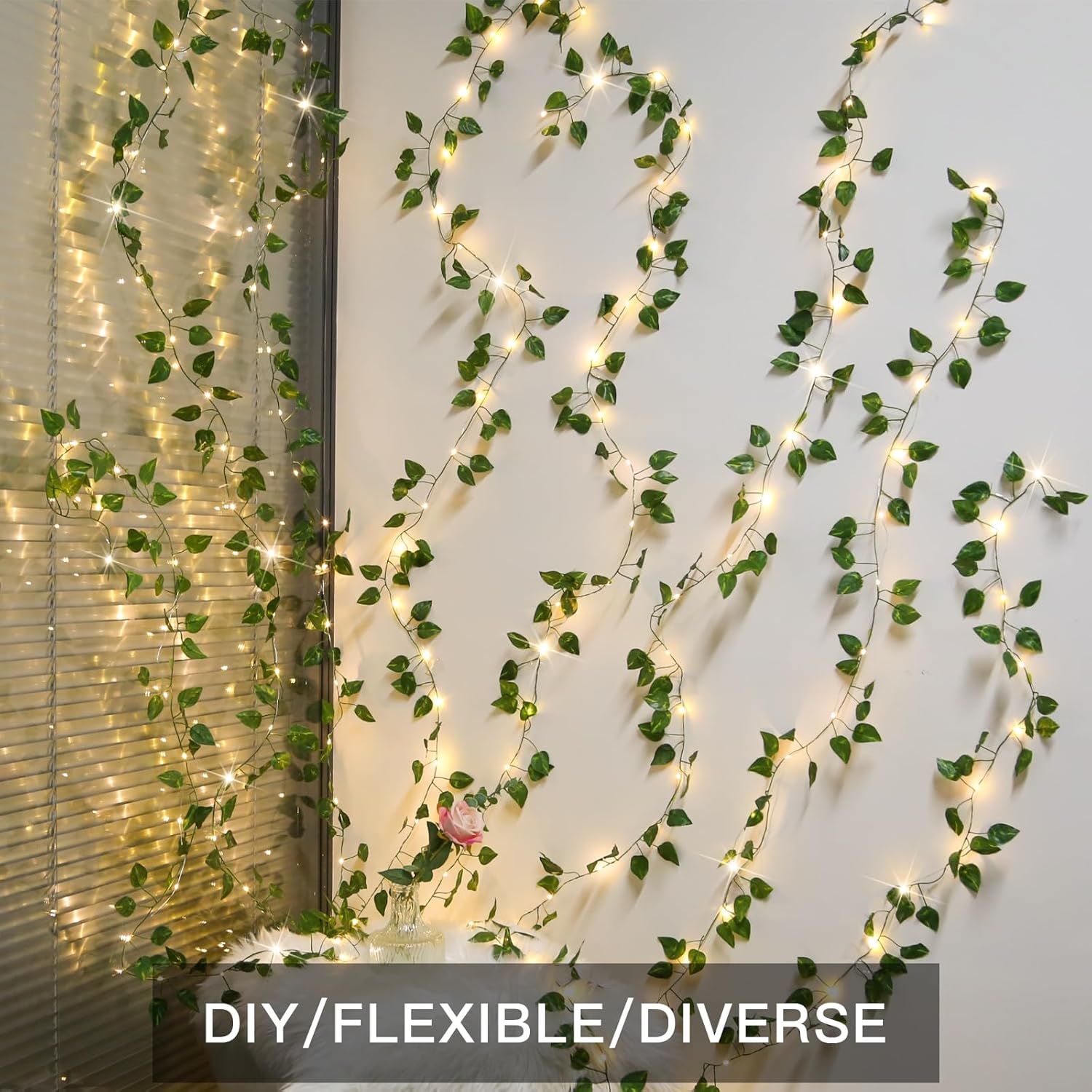 Suddus Vines with Lights - 200 LED Fairy String Lights with Remote | 6.5ft x 6.5ft for Indoor/Outdoor Decor