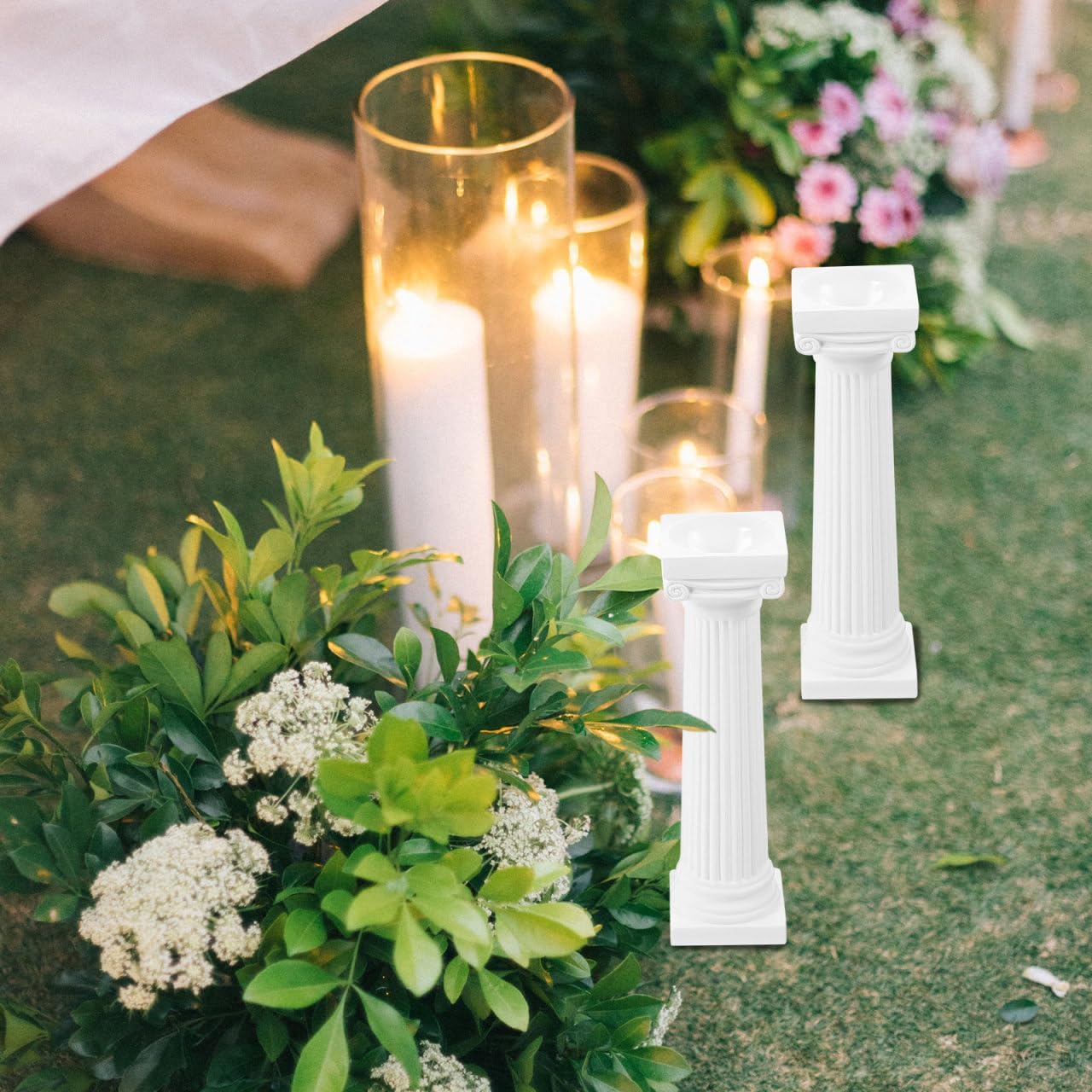 VICASKY Roman Pillar Statues - 6 Pcs White Miniature Columns for Wedding Decor & Photography | 4.92 Inch