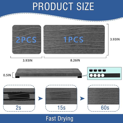 Diatomite Coasters by Skiennix - Fast Drying Water Absorbing Stone Tray Set | 3PCS for Kitchen & Bathroom