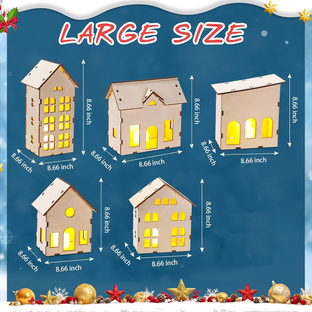 Regine Switzerland Christmas Village Set - 12 Unassembled Houses with LED Candle Lights | Festive Decorations