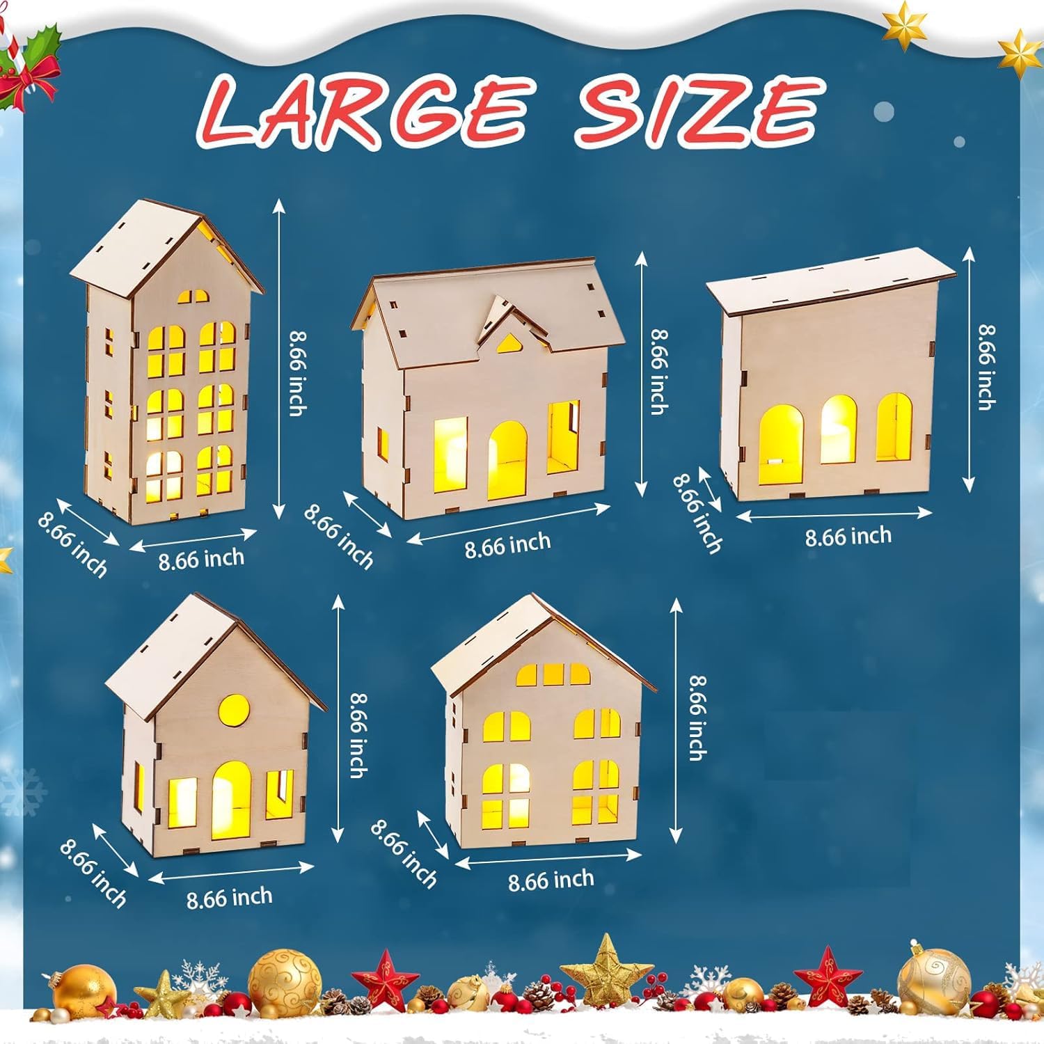 Regine Switzerland Christmas Village Set - 12 Unassembled Houses with LED Candle Lights | Festive Decorations
