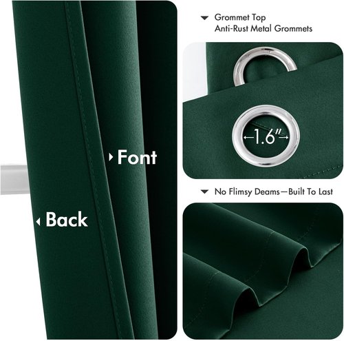 MIULEE Hunter Green Blackout Curtains - Thermal Insulated Room Darkening Drapes | 40 x 54 Inches, 2 Panels