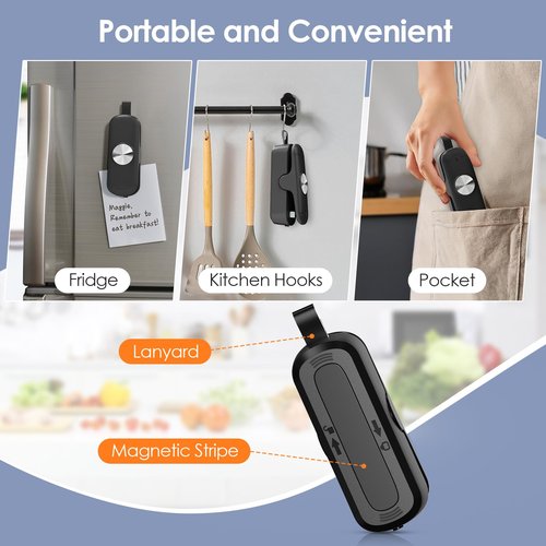 OEOP 2 Pack Mini Bag Sealer, 2 in 1 Sealer and Cutter, Portable Heat Sealer Machine, Chip Heat Resealer for Snacks & Food Storage, Black/White (Batteries Included)