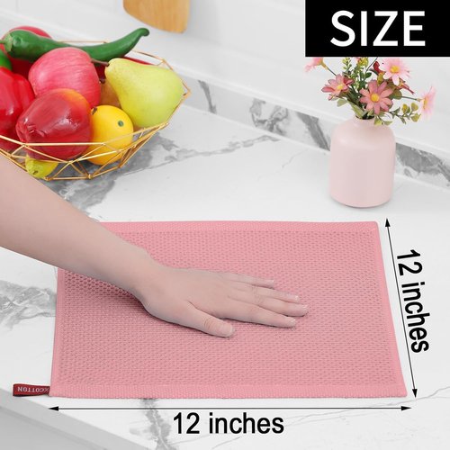 Homaxy 100% Cotton Dish Cloths - Ultra Soft, Absorbent & Quick-Drying | 12x12 Inches, 6-Pack in Dried Rose