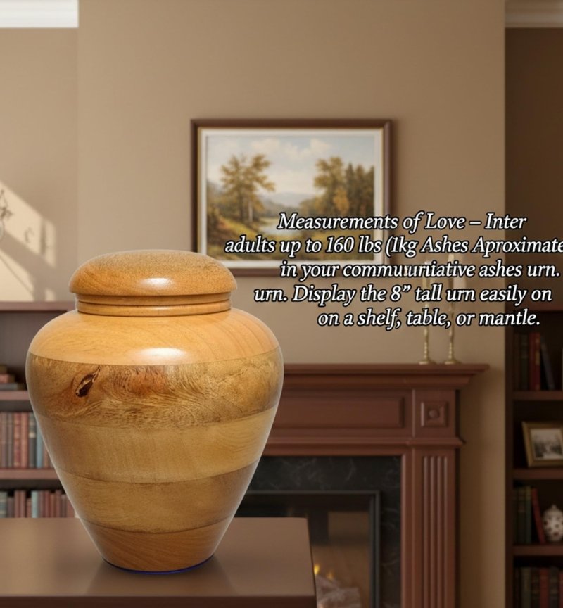 Handcrafted Wooden Urn for Adult Human Ashes with Velvet Bag Cremation Urns -Decorative Urns-Funeral Urns for Human Ashes-Elegant Cremation Urns-Medium Size up to 160 lbs