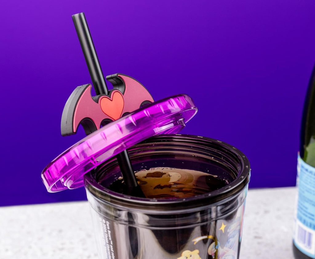 Silver Buffalo Care Bears x Universal Monsters Carnival Cup With Leak-Resistant Lid and Straw Topper | Holds 24 Ounces