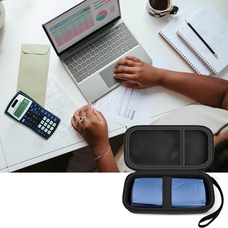 Case Only Compatible with Texas Instruments TI-30XIIS Scientific Calculator, Travel Office Calculators Storage Holder Bag with Extra Mesh Pocket for Pens, USB Cables and Accessories (Bag Only) (Black)