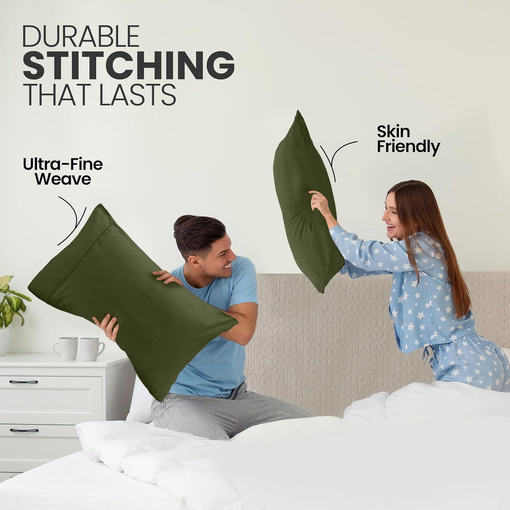Utopia Bedding Queen Pillow Cases - Soft Brushed Microfiber - 2 Pack, Olive | 20 x 30 Inches