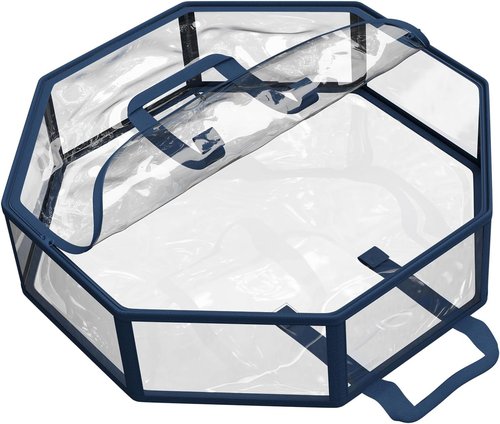 Hearth & Harbor Wreath Storage Container - Premium Clear Bag with Dual Zipper & Handles - 36" Organizer Box