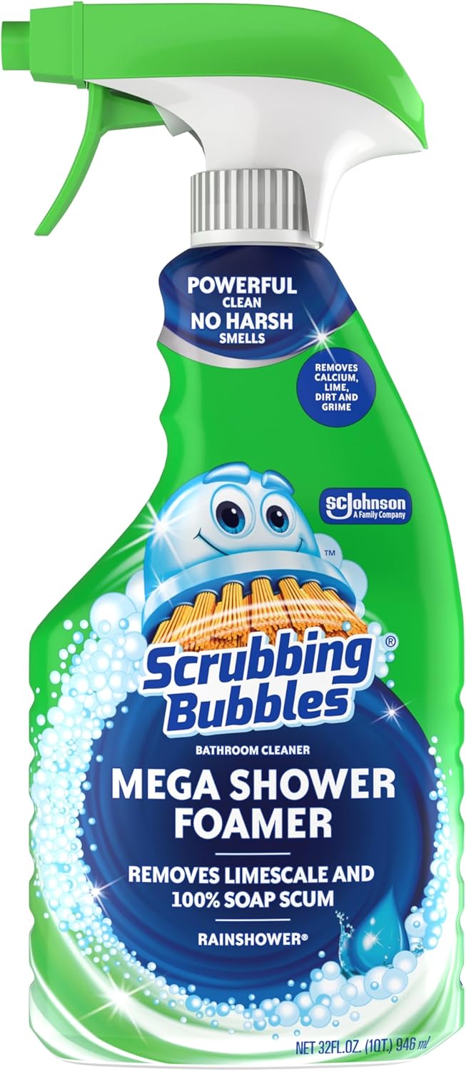 Scrubbing Bubbles Mega Bathroom Cleaner Spray - Foaming Action for Limescale & Soap Scum | 32oz Rainshower Scent