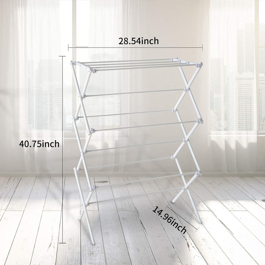 Regine Switzerland Foldable Clothes Drying Rack - Portable 3-Tier Laundry Organizer for Indoor/Outdoor Use, White